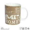 11oz Nueva taza de hueso de China con Sweet Home Decal Design